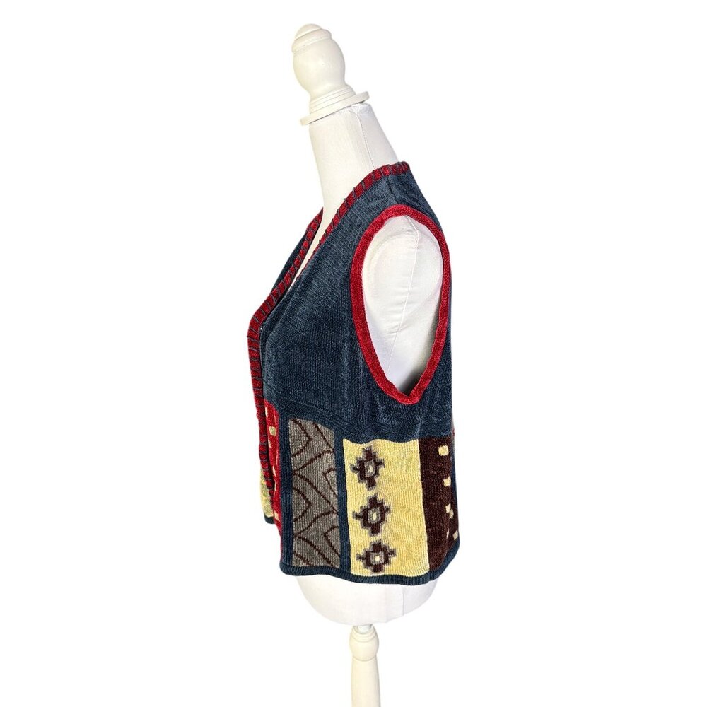 CDG Patchwork Knit Button-Up Sweater Vest With Re… - image 6